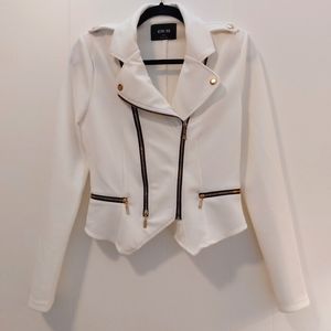 •°White Jacket with black details & gold hardware°•
